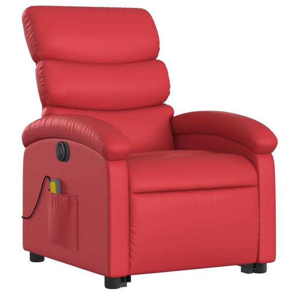 vidaXL Sill&oacute;n de majaje elevable el&eacute;ctrico cuero artificial rojo
