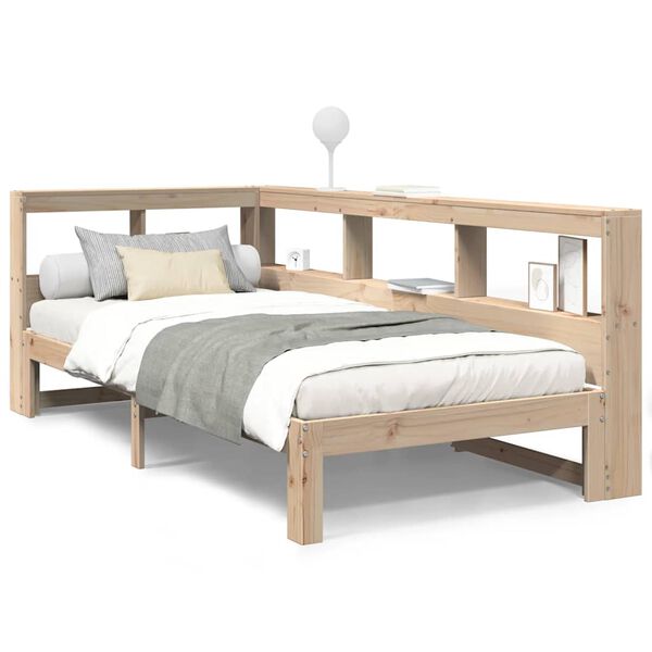 vidaXL Cama con estanter&iacute;a sin colch&oacute;n madera maciza de pino 90x200 cm