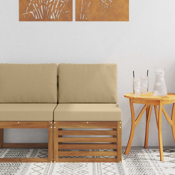 vidaXL Sof&aacute; intermedio de exterior Madera de Acacia S&oacute;lida Natural