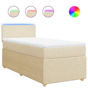 vidaXL Cama box spring con colch&oacute;n tela color crema 80x200 cm