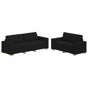 vidaXL Juego de sof&aacute; de 2 piezas con cojines, tela negra