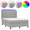 vidaXL Cama box spring colch&oacute;n y luces LED tela gris claro 140x190 cm