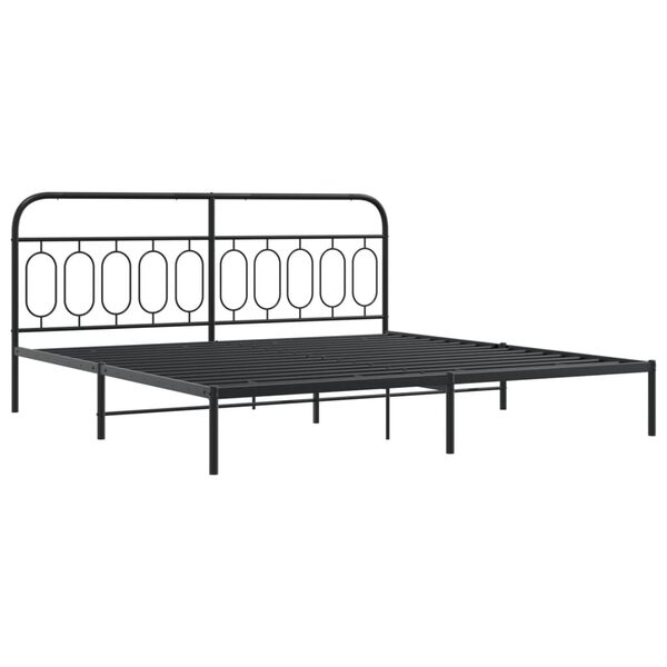 vidaXL Estructura cama sin colch&oacute;n con cabecero metal negro 200x200 cm