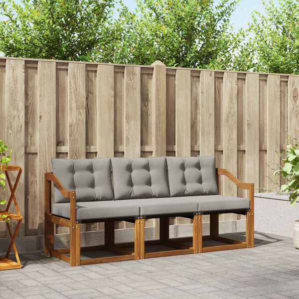 vidaXL Conjunto de sof&aacute;s de exterior 3 pcs Gris Natural y Claro