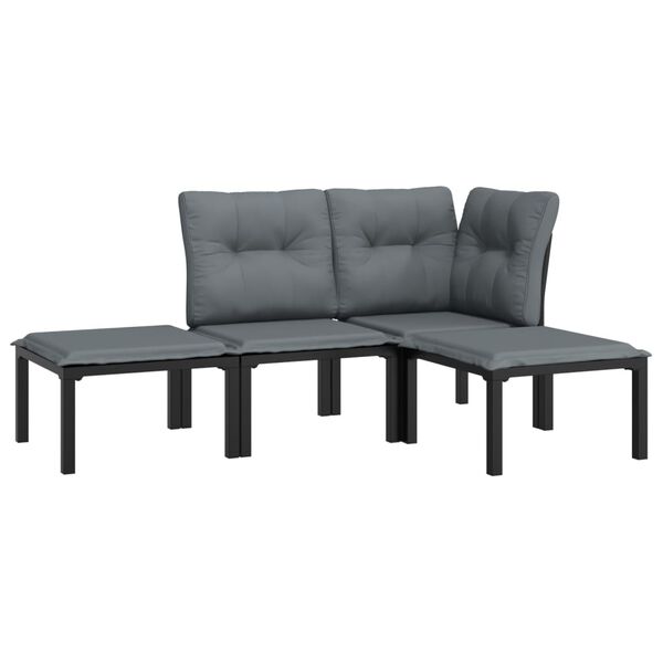vidaXL Set de muebles de jardín 4 piezas ratán sintético negro y gris