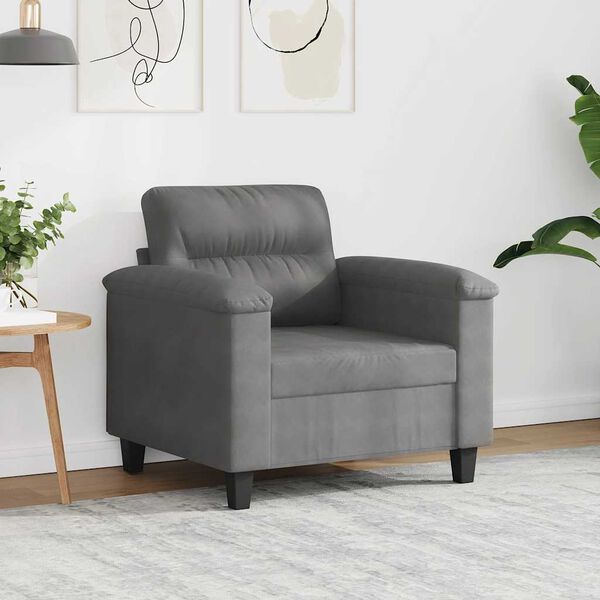 vidaXL Sill&oacute;n de tela microfibra gris oscuro 60 cm
