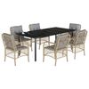 vidaXL Set comedor de jard&iacute;n 7 pzas con cojines rat&aacute;n sint&eacute;tico beige