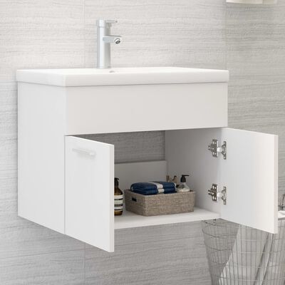 vidaXL Mueble con lavabo blanco brillante aglomerado