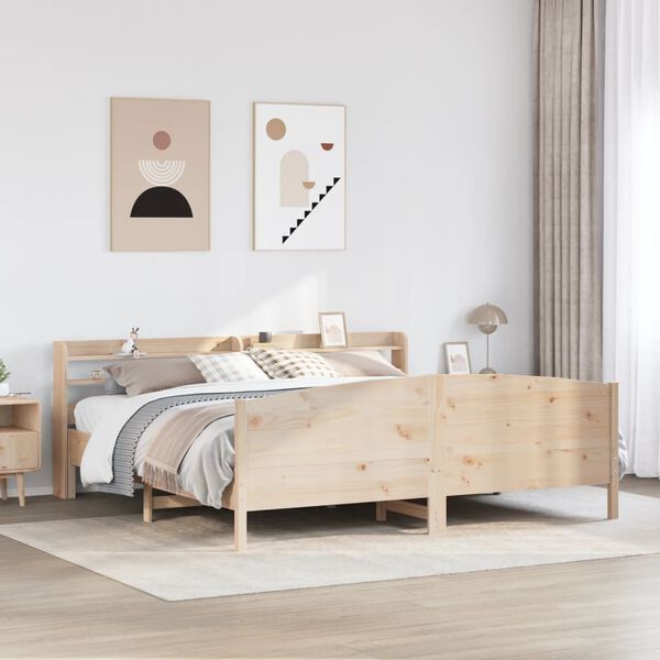 vidaXL Estructura de cama sin colch&oacute;n madera maciza de pino 180x200 cm