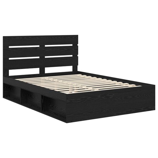 vidaXL Estructura de cama Negro 150 x 200 cm Madera de pino macizo