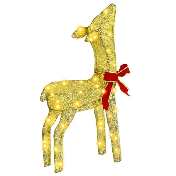 vidaXL Familia de renos con 300 LED 3 pcs cálido 68 x 26 x 127 cm tela