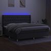 vidaXL Cama box spring colch&oacute;n y luces LED tela gris claro 200x200 cm