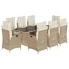 vidaXL Set comedor de jard&iacute;n 9 pzas con cojines rat&aacute;n sint&eacute;tico beige