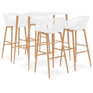 vidaXL Mesa alta y taburetes de bar de 5 piezas blanco