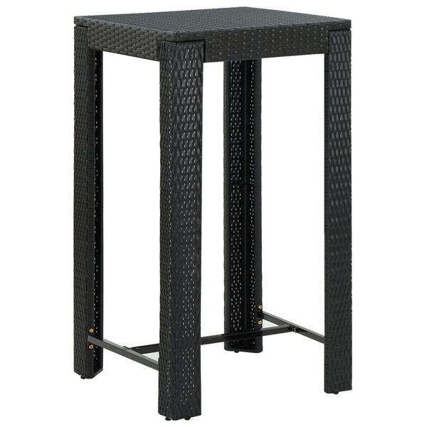 vidaXL Set muebles bar jardín 3 piezas y cojines ratán sintético negro