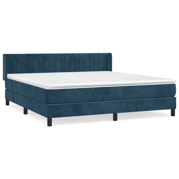 vidaXL Cama box spring con colch&oacute;n terciopelo azul oscuro 180x200 cm