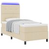 vidaXL Cama tipo Box Spring con colch&oacute;n con LED Crema 90 x 200 cm tela