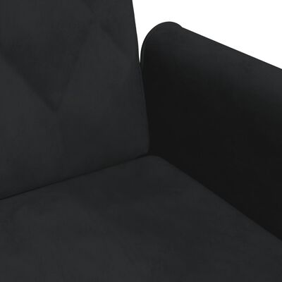 vidaXL Sofá cama de 2 plazas con almohadas y taburete terciopelo negro