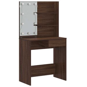 vidaXL Tocador con LED roble marr&oacute;n 74,5x40x141 cm