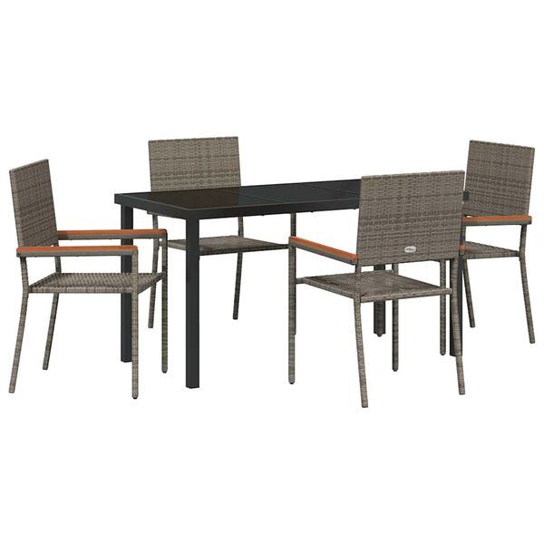 vidaXL Conjunto de Comedor de Jard&iacute;n 5 pcs Gris rat&aacute;n sint&eacute;tico