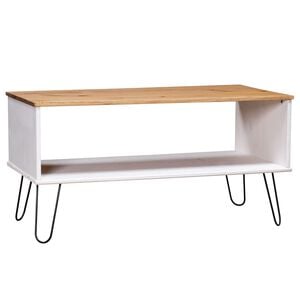 vidaXL Mesa centro New York madera maciza pino blanca y madera clara