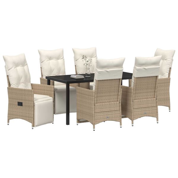 vidaXL Conjunto de Comedor de Jard&iacute;n 7 pcs Beige rat&aacute;n sint&eacute;tico