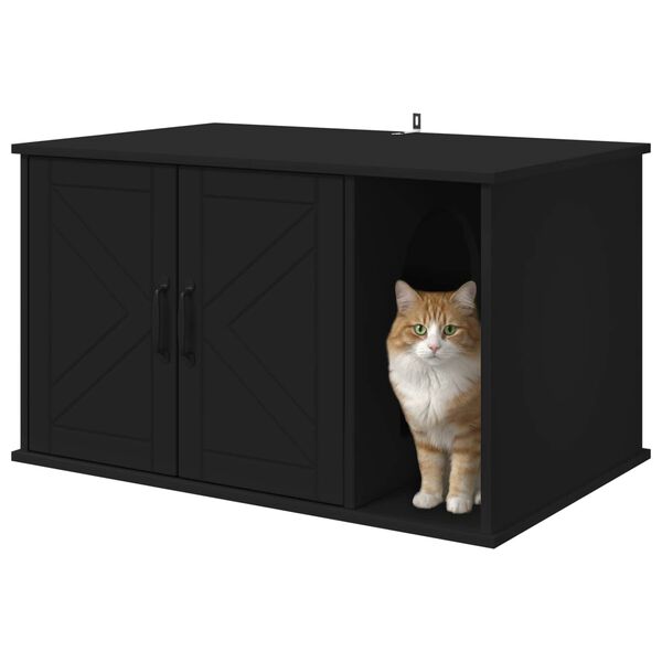 vidaXL Casa para Gatos Negro 85 x 55 x 50 cm Madera de ingenier&iacute;a