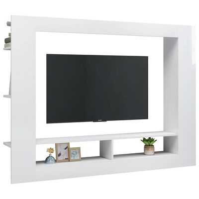 vidaXL Mueble de TV madera contrachapada blanco brillante 152x22x113cm