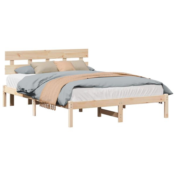vidaXL Estructura de cama Marr&oacute;n 150 x 200 cm Madera maciza de Pino