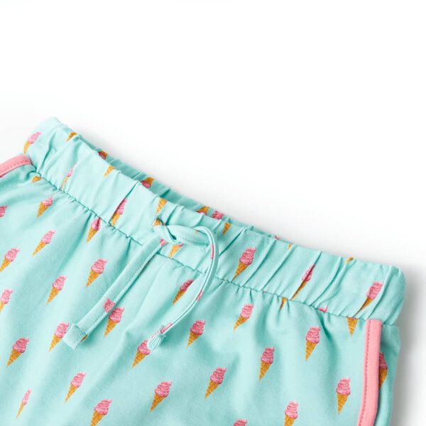 Pantalones cortos infantiles con cordón menta claro 128