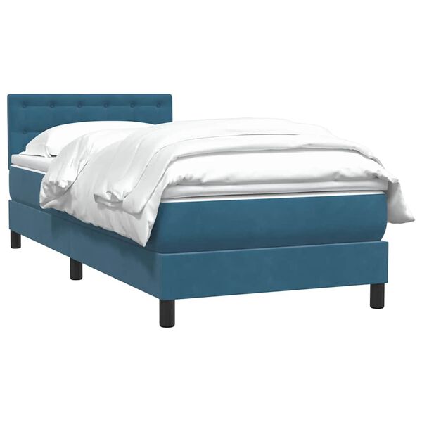 vidaXL Cama box spring con colch&oacute;n terciopelo azul oscuro 100x220 cm