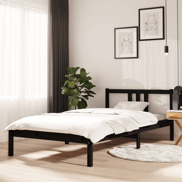 vidaXL Estructura de cama sin colchón madera maciza negro 100x200 cm
