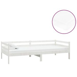 vidaXL Sof&aacute; cama con colch&oacute;n madera de pino maciza blanco 90x200 cm
