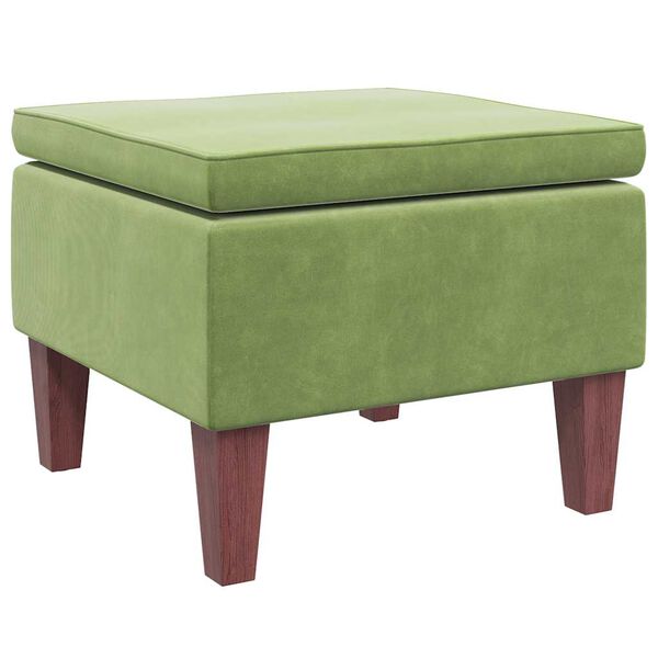 vidaXL Taburete con patas de madera terciopelo verde claro
