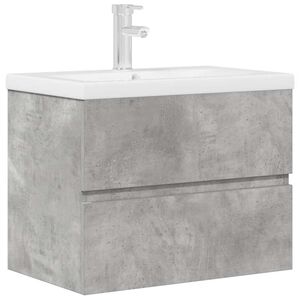 vidaXL Set muebles de ba&ntilde;o 2 piezas madera contrachapada gris hormig&oacute;n