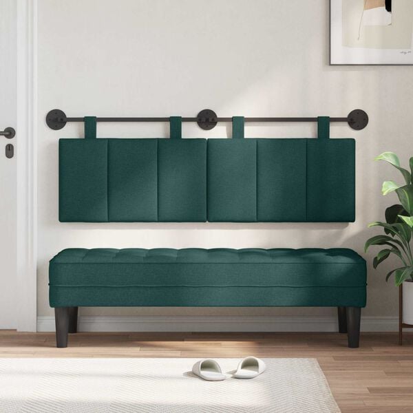 vidaXL Cabecera Colgante Rayado Verde oscuro 150 x 55 x 5 cm tela