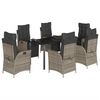 vidaXL Set comedor jard&iacute;n 7 pzas y cojines rat&aacute;n sint&eacute;tico gris