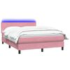 vidaXL Cama box spring con colch&oacute;n y LED terciopelo rosa 160x220 cm
