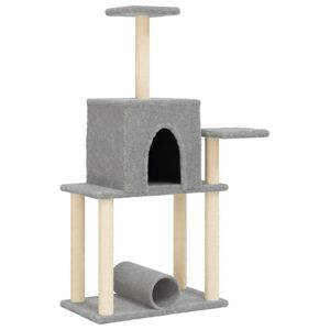 vidaXL Rascador para gatos con postes de sisal gris claro 122 cm