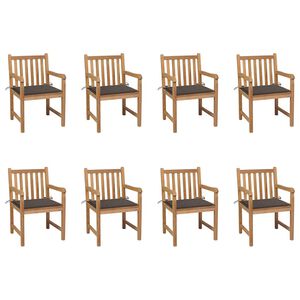 vidaXL Sillas de jard&iacute;n 8 uds madera maciza de teca cojines taup&eacute;