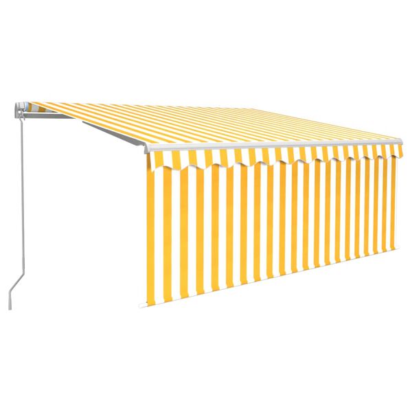 vidaXL Toldo retr&aacute;ctil manual con persiana amarillo y blanco 3x2,5 m