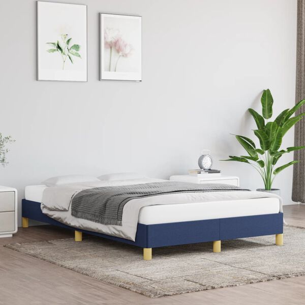 vidaXL Estructura de cama sin colch&oacute;n tela azul 120x190 cm
