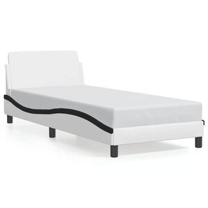 vidaXL Estructura de cama Dover cuero sint&eacute;tico blanco negro 90x200 cm