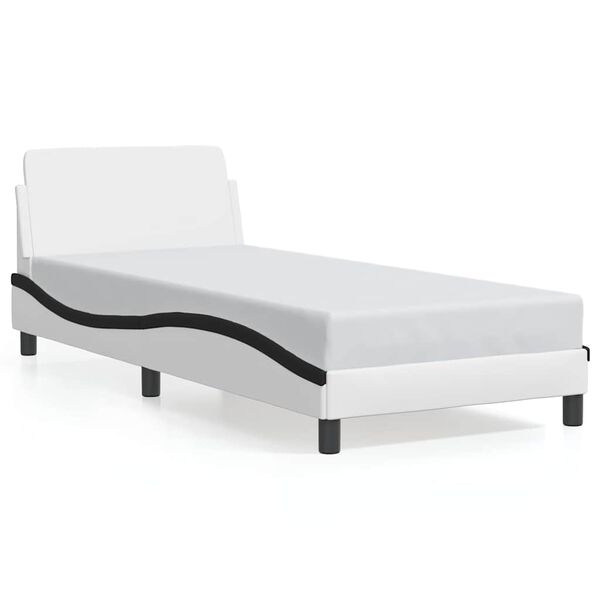 vidaXL Estructura de cama Dover cuero sint&eacute;tico blanco negro 90x200 cm