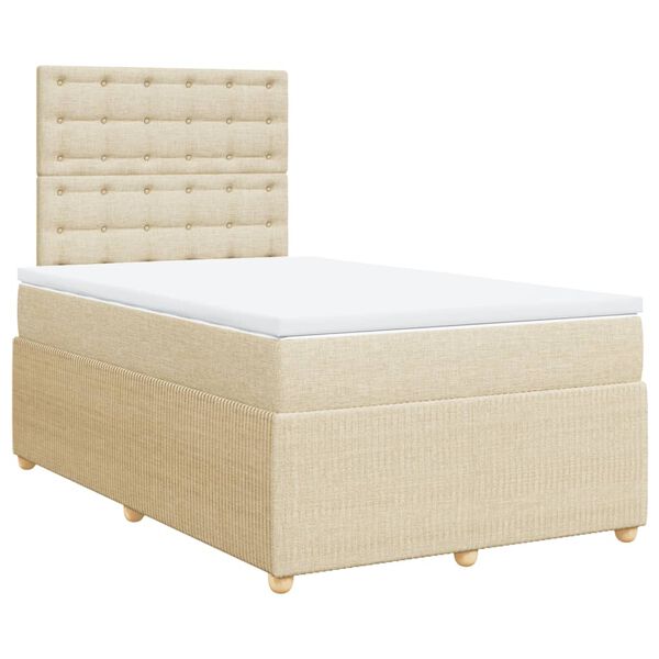 vidaXL Cama box spring con colch&oacute;n tela color crema 120x190 cm