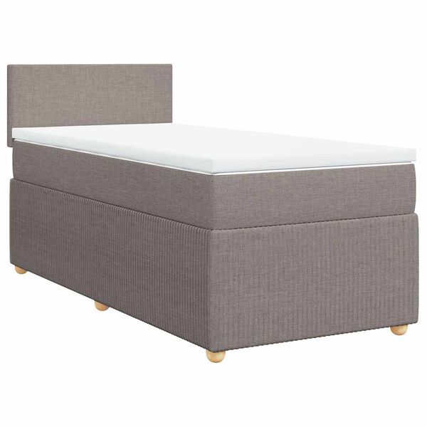 vidaXL Cama box spring con colch&oacute;n tela gris taupe 80x200 cm