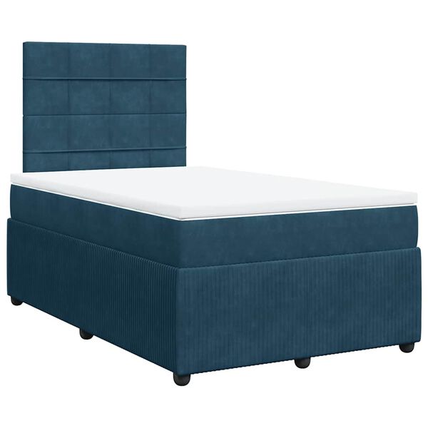 vidaXL Cama box spring con colch&oacute;n terciopelo azul oscuro 120x190 cm