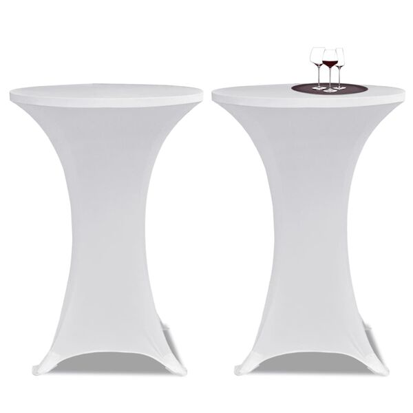 2 Manteles blancos ajustados para mesa de pie - 70 cm di&aacute;metro