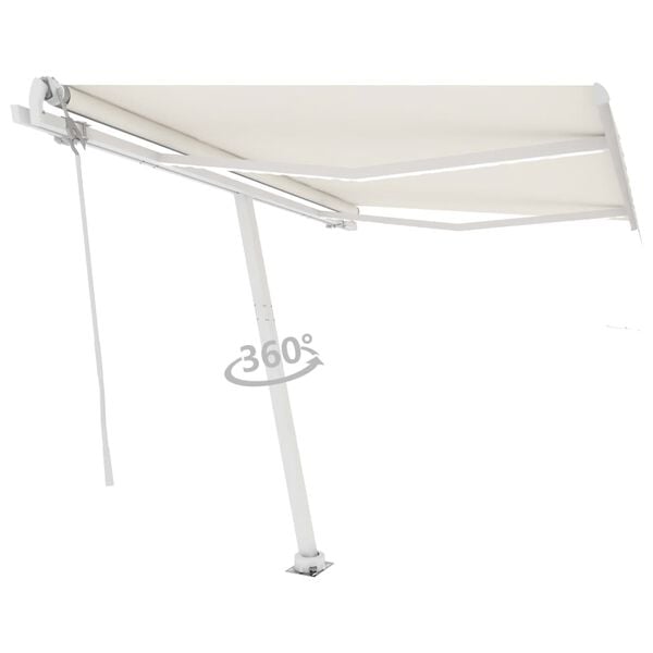 vidaXL Toldo autom&aacute;tico con LED y sensor de viento crema 350x250 cm