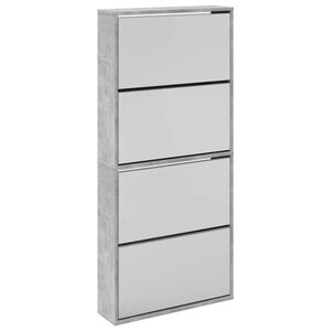 vidaXL Mueble zapatero con espejo 4 niveles gris hormig&oacute;n 63x17x134 cm